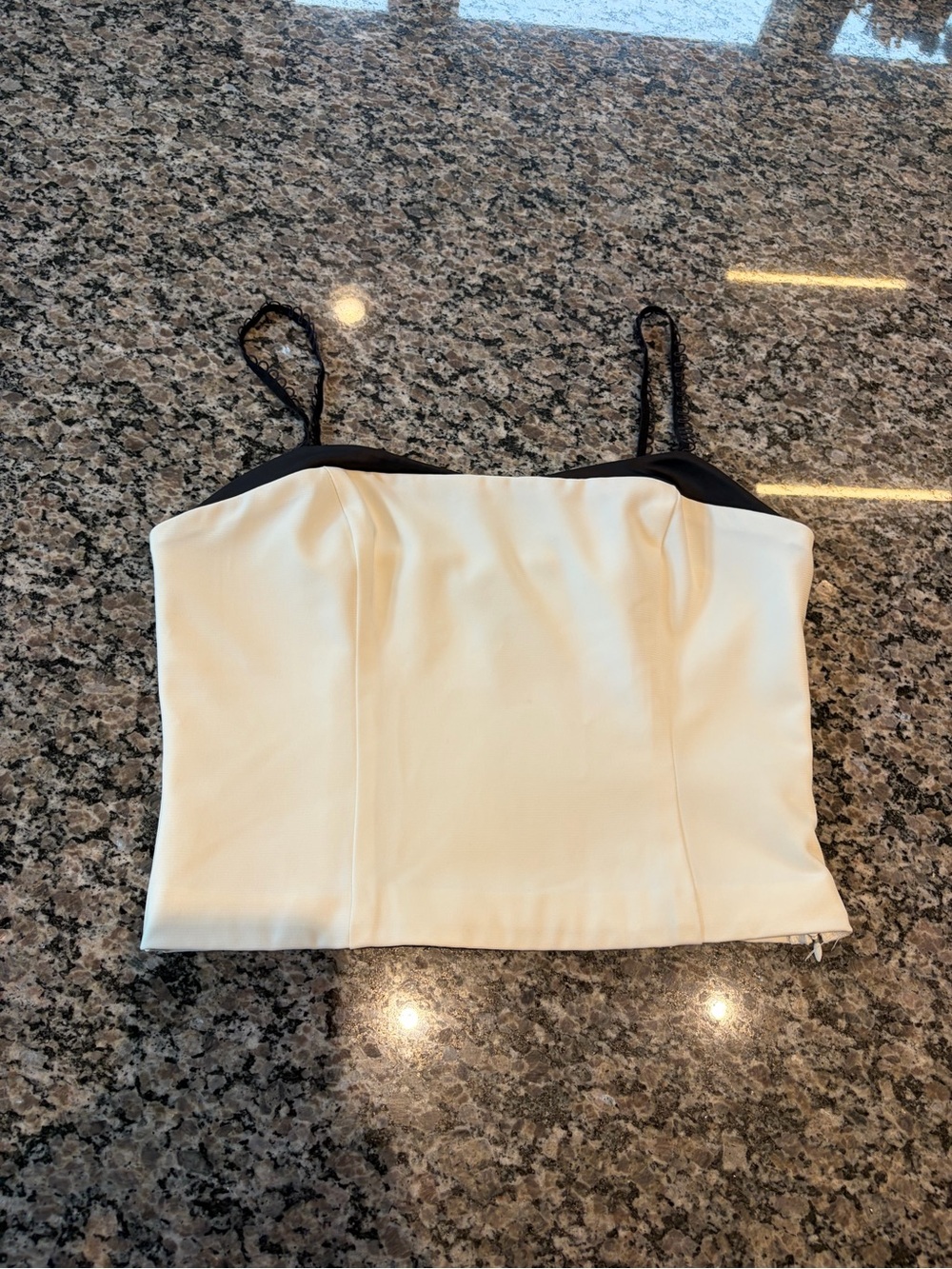 Forever 21 Cream Crop Tank with Black Trim